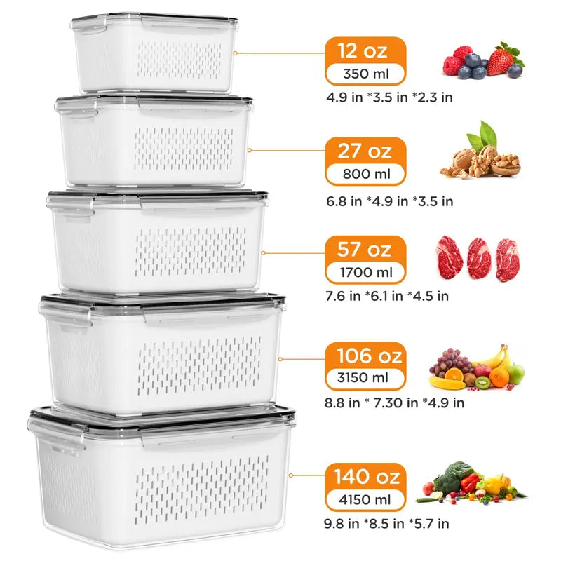 5-Pack Fresh Produce Storage