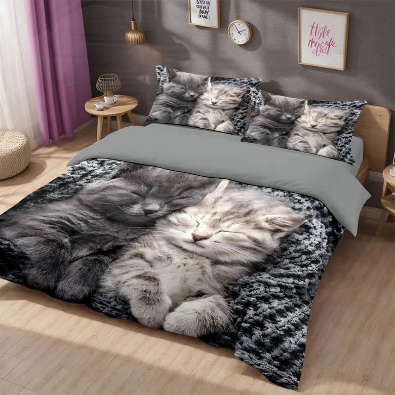 Cat Print Bedding Set